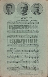 A Favorite Tabernacle Hymn - Three Men and a Song Billy Sunday Postcard Postcard Postcard