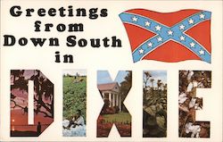 Greetings From Down South in Dixie Postcard