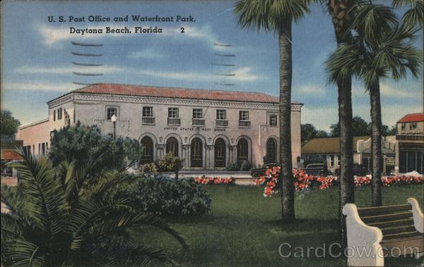 U.S. Post Office and Waterfront Park Daytona Beach, FL Postcard