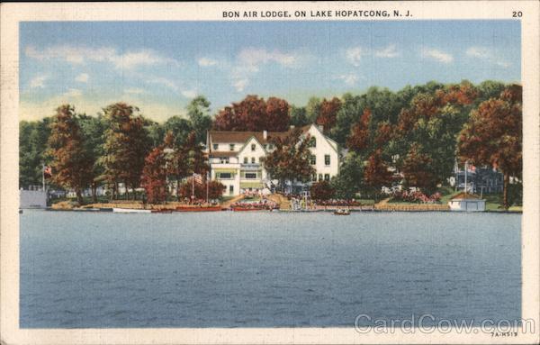 Water View of Bon Air Lodge Lake Hopatcong, NJ Postcard