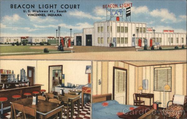 Beacon Light Court Vincennes IN Postcard