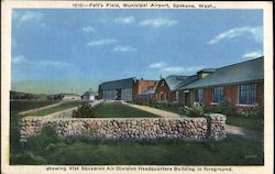 Felt's Field, Municipal Airport - showing 41st Squadron Air Division Headquarters Building in Foreground Postcard