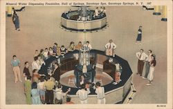 Mineral Water Dispensing Fountains, Hall of Springs, Saratoga Spa Postcard