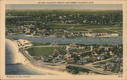 Air View of Falmouth Heights and Harbor Massachusetts Postcard Postcard Postcard