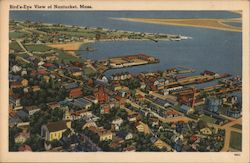 Bird's-eye View of Town Nantucket, MA Postcard Postcard Postcard