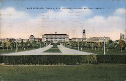 Main Entrance, Texas A & M College College Station, TX Postcard Postcard Postcard