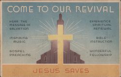 Come to Our Revival - Jesus Saves Postcard