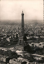 Aerial View Eiffel Tower, The Seine and The Arc de Triomphe de l'Étoile Paris, France Postcard Postcard Postcard