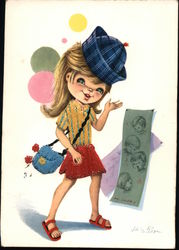 Cartoon of a little girl Postcard