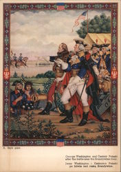 George Washington and Casimir Pulaski after the battle near the Brandywine river Postcard