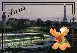 Euro Disney Paris Collected edited by LECONTE Alexandre Bridge and the Eiffel Tower Pluto Postcard