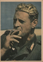 Nazi-Era The first cigarette after a hard fight Postcard