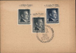 Nazi-Era German Postal Card, 3 Hitler Stamps, Krawkow Postcard