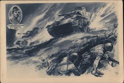 1942 WWII Russian Tank Scene Postcard