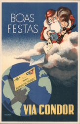 Boas Festas Via Condor Lufthansa Airline Advertising Postcard Postcard Postcard