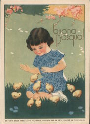 Italian Art Deco Buona Pasqua Postcard