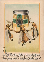 Echter deutscher Honig Honey bees dancing around jar of Honey Germany Advertising Postcard Postcard Postcard