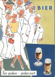 Art Deco: People enjoying beer. Postcard