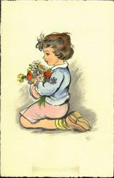 Girl with Flowers Postcard