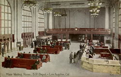 Main Waiting Room, S. P. Depot Los Angeles, CA Postcard Postcard