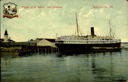 Clyde Line Wharf And Steamer Postcard