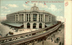 South Station And Elevated Railway Boston, MA Postcard Postcard