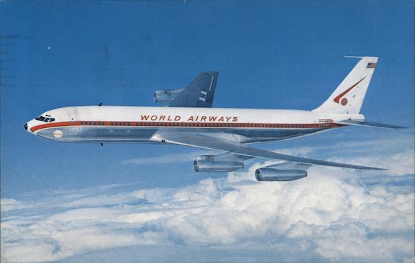 World Airways' Boeing Intercontinental 707-320c Jetliner Aircraft Postcard