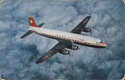 Swissair Transatlantic DC-6 B Aircraft Postcard Postcard Postcard