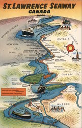 Map of the St. Lawrence Seaway Canada Misc. Canada Postcard Postcard Postcard