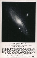 Great Spiral Nebula in the Constellation of Andromed. Astronomy Postcard Postcard Postcard