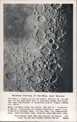 Southern Portion of the Moon, Last Quarter Astronomy Postcard Postcard Postcard