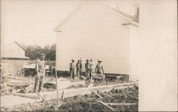 Workers Outside Building Men Postcard Postcard Postcard