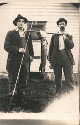 Two Men With Fish Catch Postcard