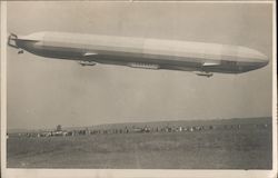 1911 Zeppelin Schwaben over Spectators Postcard