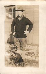 1917 WWI Snapshot of Julius, Camp Lewis Postcard