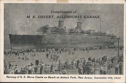 Burning of SS Morro Castle on Beach at Asbury Park Postcard