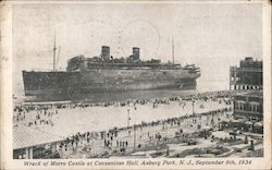 Wreck of Morro Castle at Convention Hall, September 8, 1934 Asbury Park, NJ Postcard Postcard Postcard