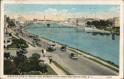 Bird'e Eye View of Wesley Lake Between Ocean Grove and Asbury Park Postcard