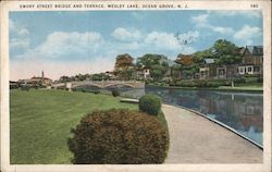 Emory Street Bridge and Terrace, Wesley Lake Ocean Grove, NJ Postcard Postcard Postcard