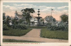 Founders Park, Showing Memorial Fountain Ocean Grove, NJ Postcard Postcard Postcard