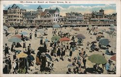 Scene on Beach Ocean Grove, NJ Postcard Postcard Postcard