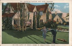 Estelle Taylor and Jack Dempsey on the Lawn of their Home Postcard