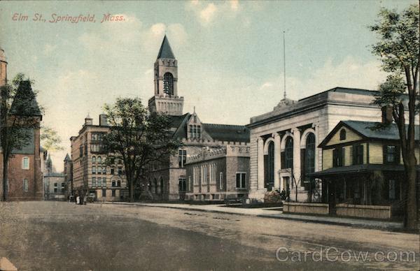 Elm Street View Springfield, MA Postcard