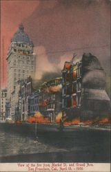 View of the Fire From Market St. and Grand Ave. Apr. 18 - 1906 San Francisco, CA Postcard Postcard Postcard