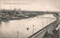 Birdseye View of Wesley Lake and Ocean Grove, N.J. New Jersey Postcard Postcard Postcard