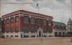 City Hall and Fire Station Postcard