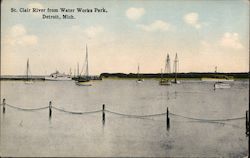 St. Clair River from Water Works Park Detroit, MI Postcard Postcard Postcard