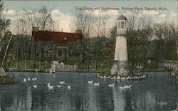 Log Cabin and Lighthouse, Palmer Park Postcard