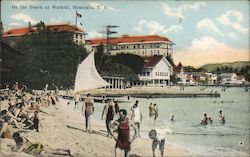 On the Beach at Wakiki Honolulu, HI Postcard Postcard Postcard