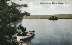 Lake Scene Block Island, RI Postcard Postcard Postcard